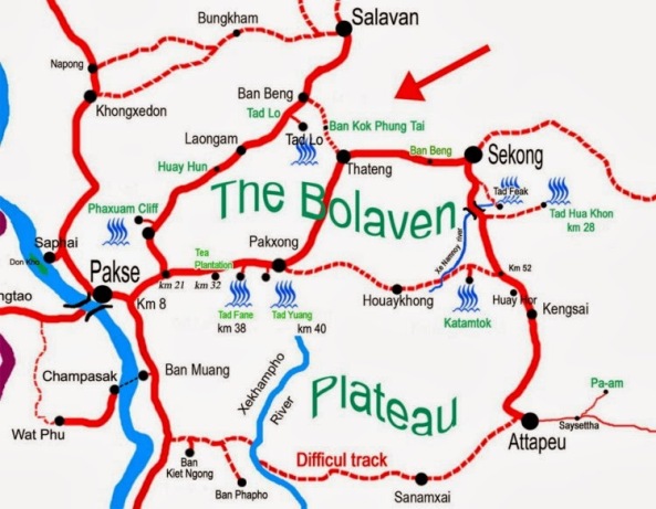 mapa bolaven plateau